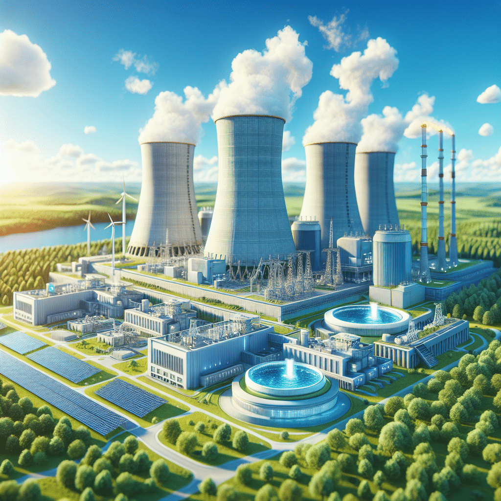 Usina nuclear moderna com data center subterrâneo