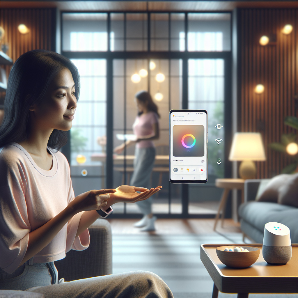 Usuário interagindo com o Google Home