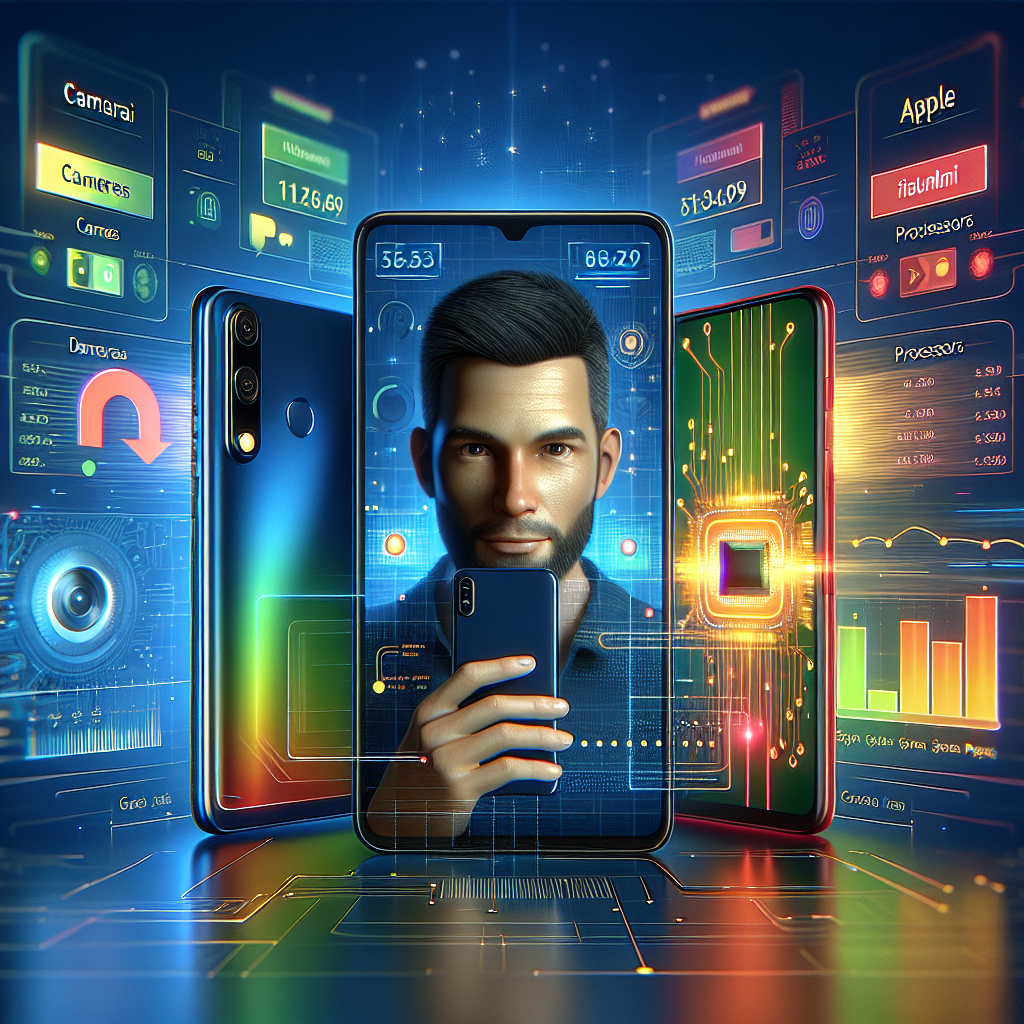 Celulares Xiaomi e Apple lado a lado